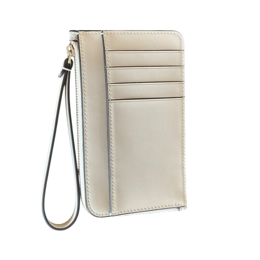 Kate Spade Lucy Spade Flower Small Card Holder Wristlet Cream Beige NWOT - Picture 2 of 4